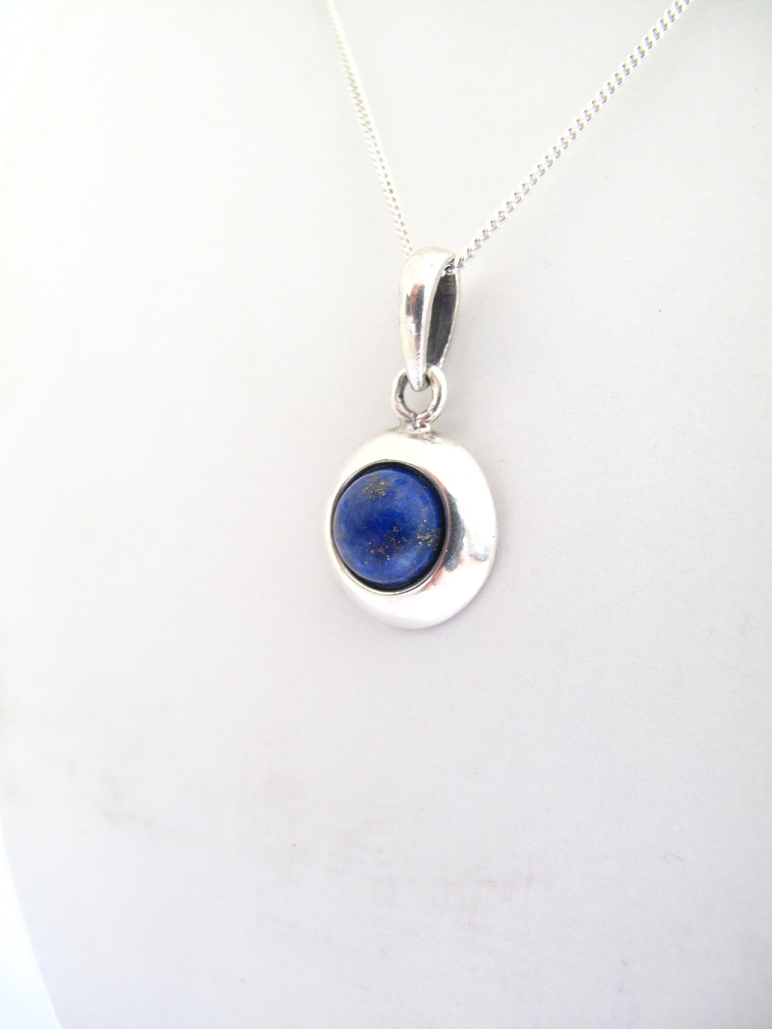 Sterling Silver Lapis Lazuli Evil Eye Pendant Necklace on Luulla