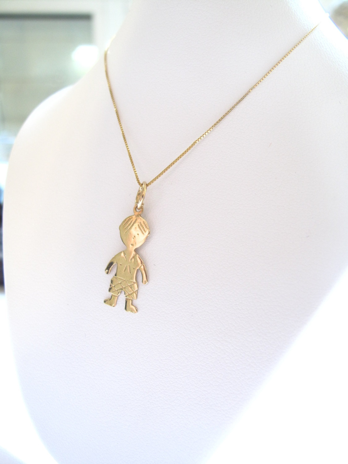 Beautiful 14k Solid Gold Boy Charm Necklace on Luulla