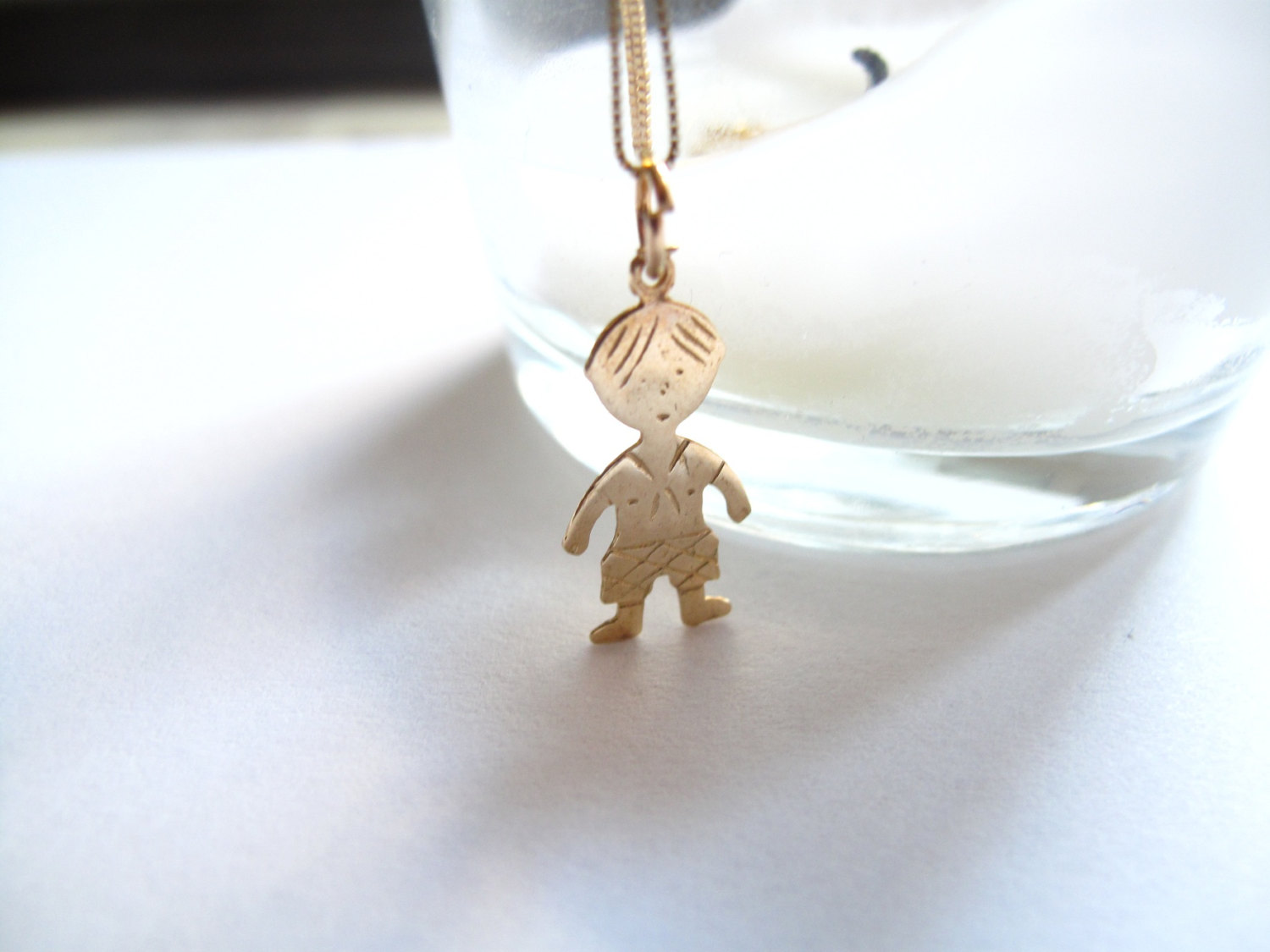 Beautiful 14k Solid Gold Boy Charm Necklace on Luulla